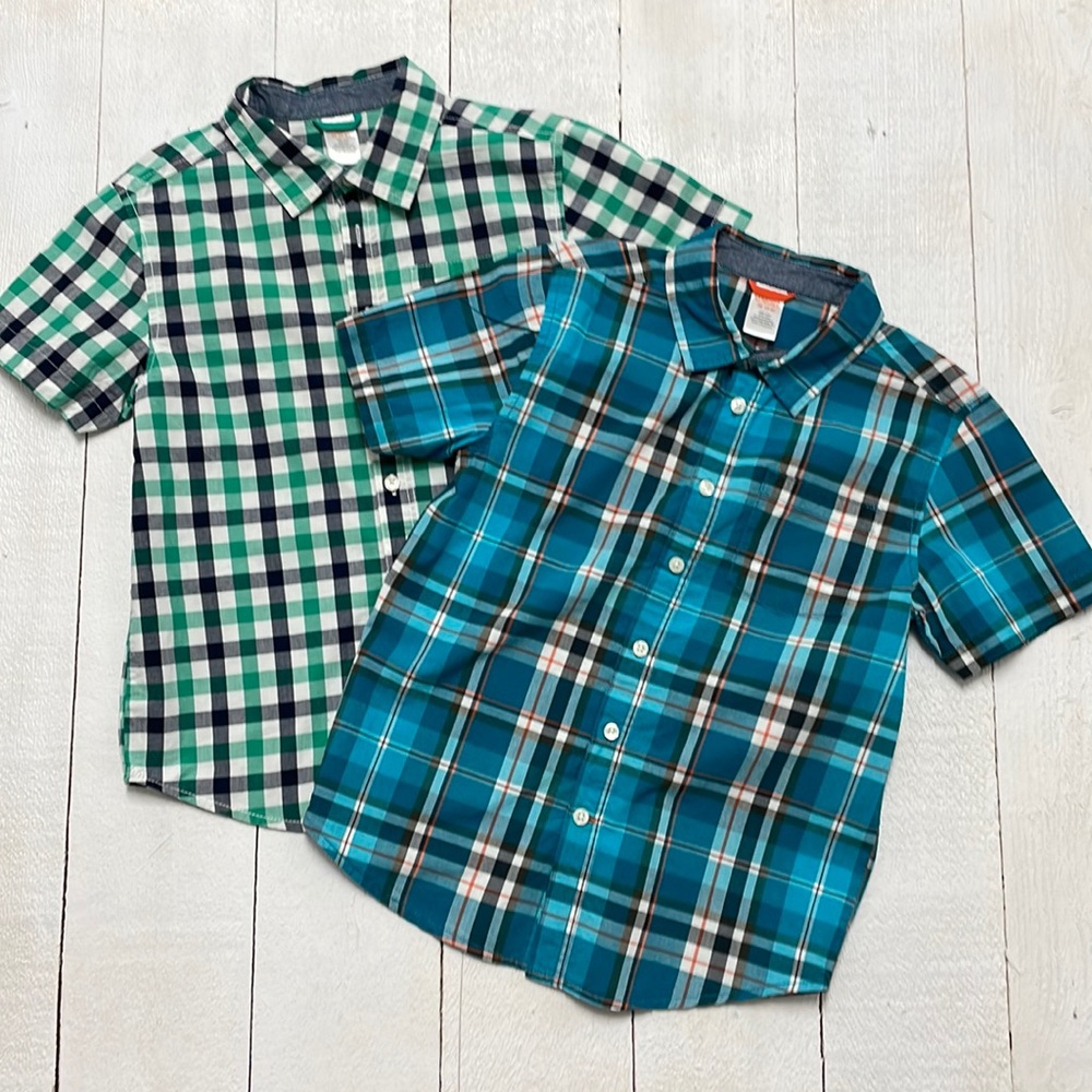 Gymboree Boys Button Down Short Sleeve Plaid Shirts Size 7 8